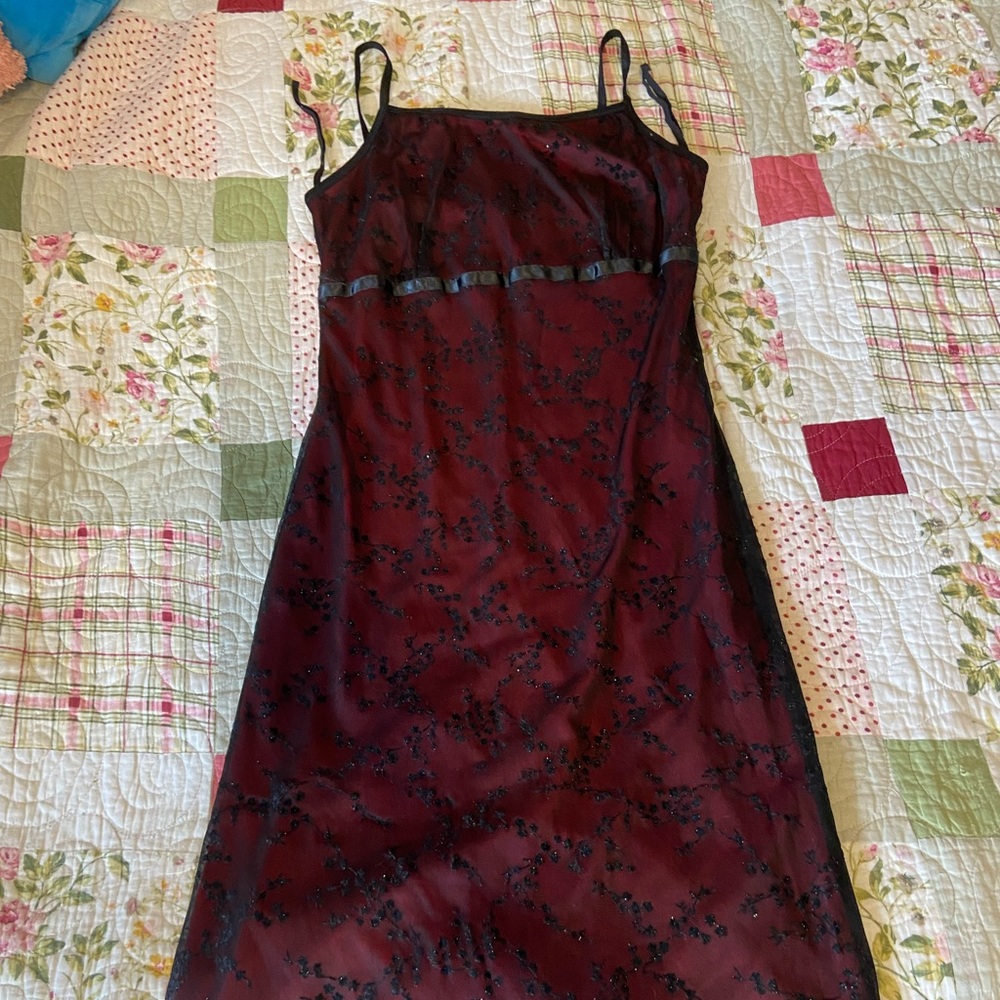 90s grunge red velvet prom dress💐